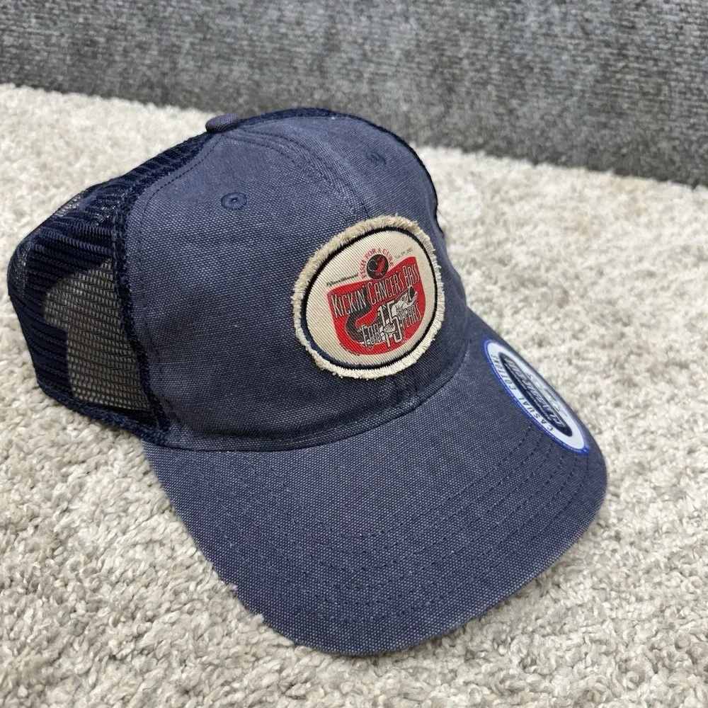 Kickin Cancer's Bass 15 Years Hat Cap Mesh Snapback Blue Fish For The Cure